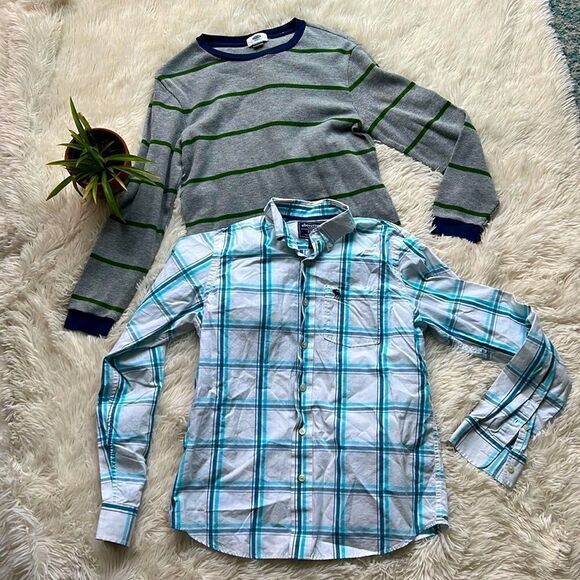 Abercrombie Kids Old Navy Long Sleeve Thermal Plaid Shirt Bundle Set XL - Picture 1 of 6